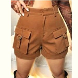 Shein high waist roll up hem shorts